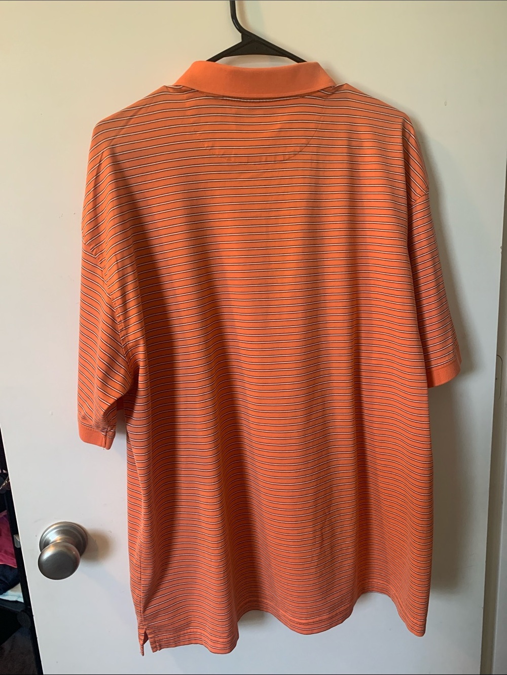 Austin Reed Orange Polo with Thin Navy Stripes - Picture 5 of 5